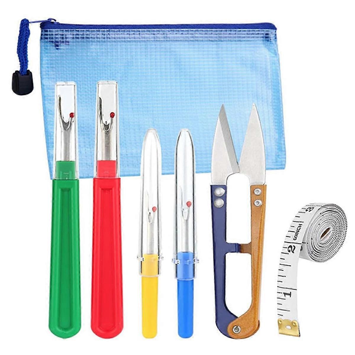6PCS Seam Ripper Tool with Zipper Bag, Steam -Sewing Tools Includes 2 Large/2 Small /Sewing Scissors