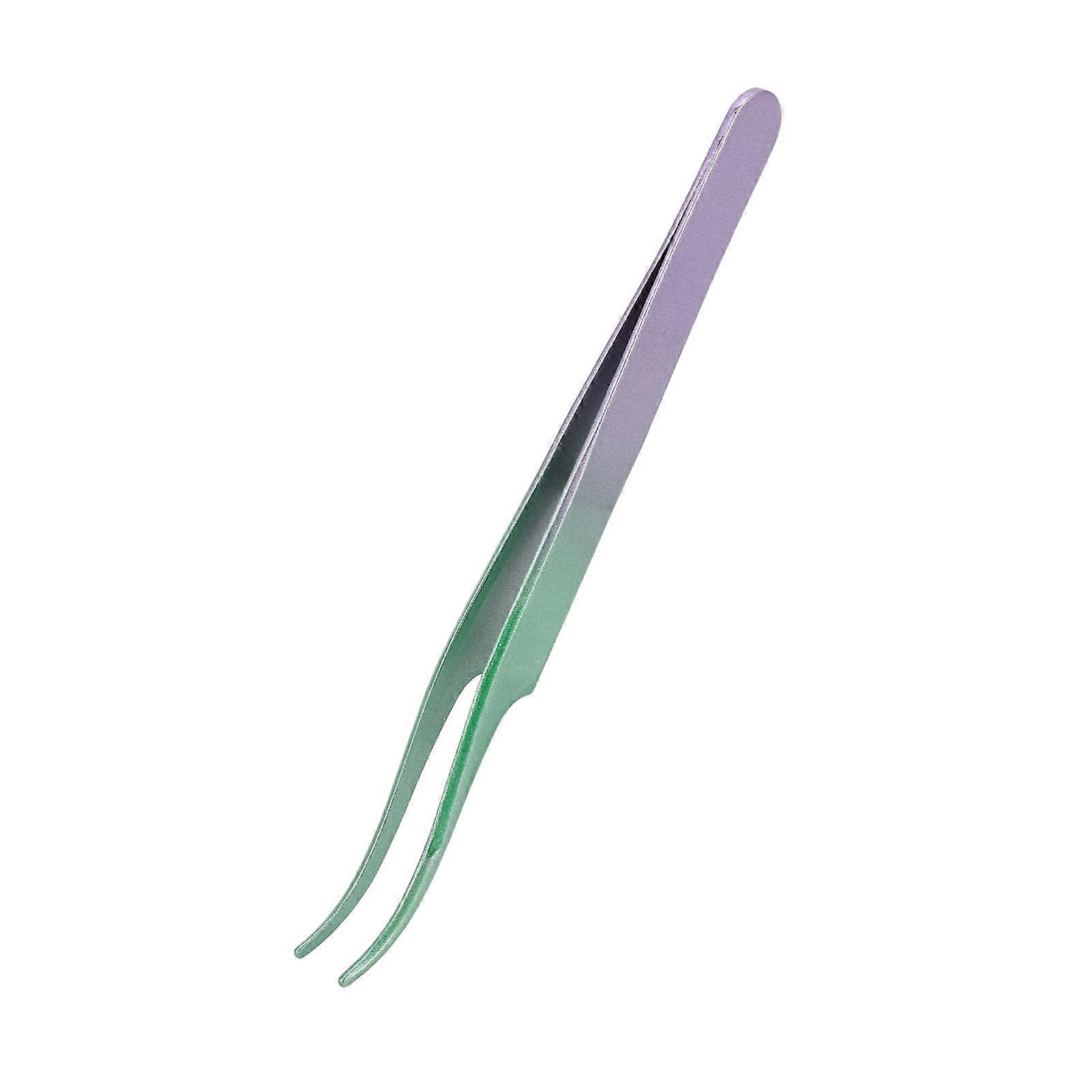 Pince à cils courbée en acier inoxydable, pince à épiler pour extensions de cils, vert, violet, dégradé