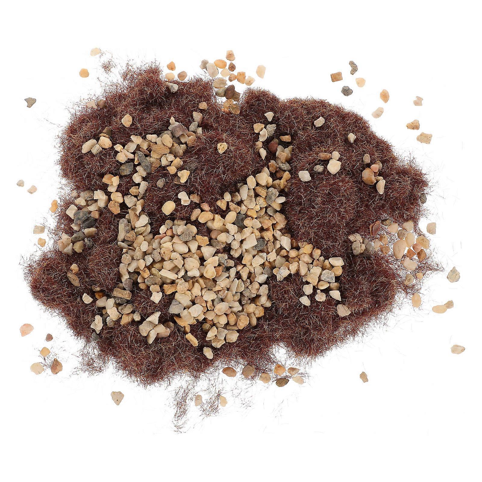 DIY Brown Static Grass with Landscape Grass Gravels 2Sets for Decoration