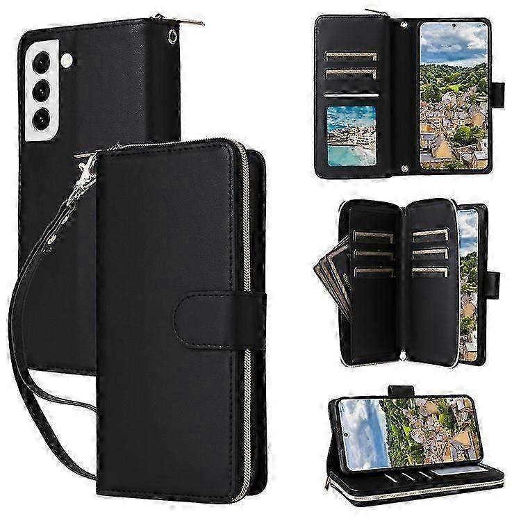 R20 Compatível Para Samsung Galaxy S22 5G Capa De Couro PU Com Zíper Capa De Telefone Com Alças