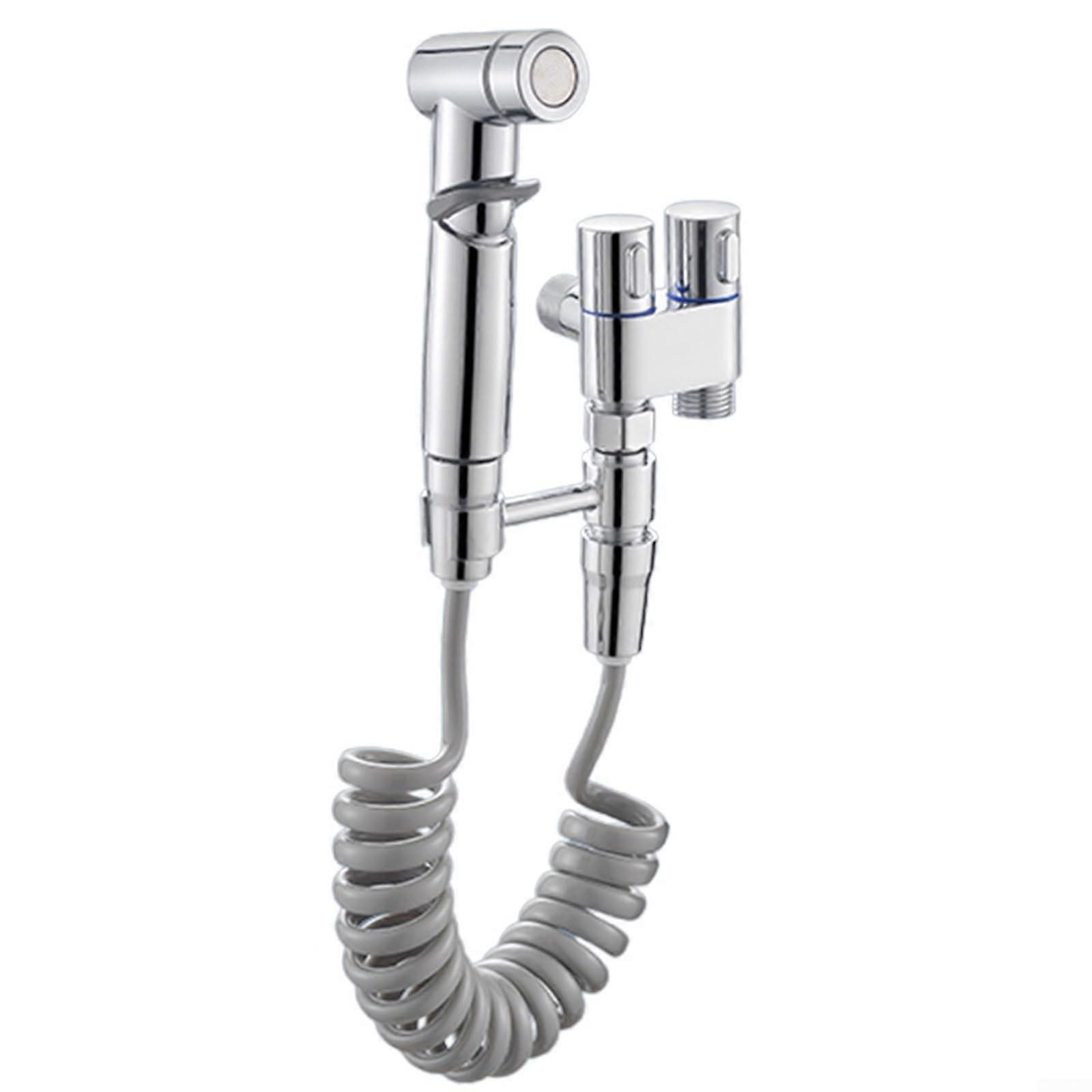 Handheld Bidet Sprayer For Toilet 1 In 2 Out Dual Control Valve Washing Machine And Toilet Taps Electroplating