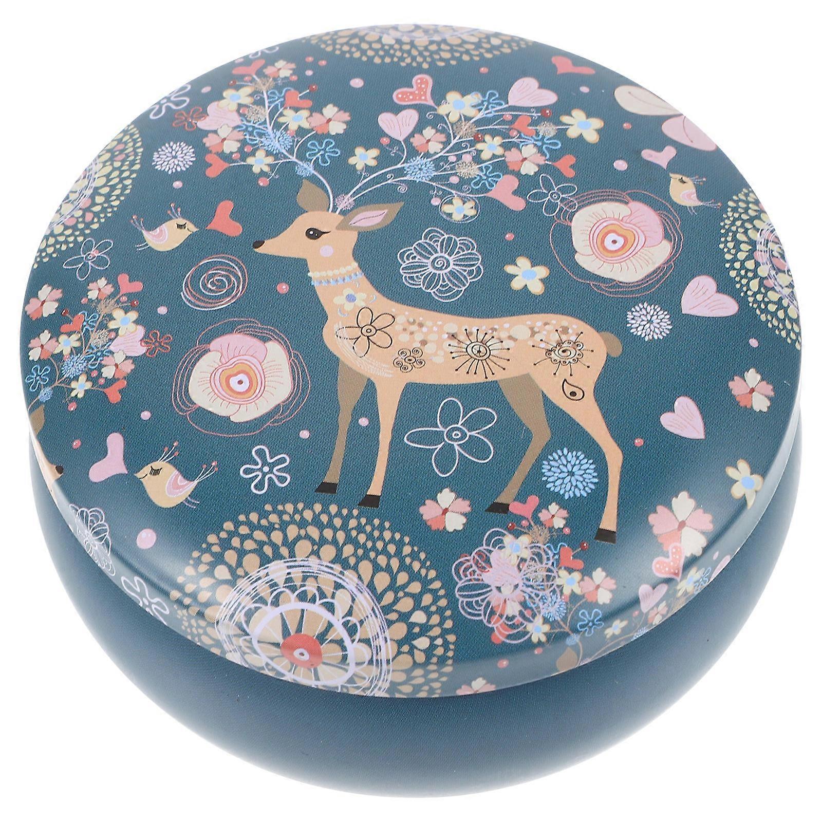 Glitter Storage Container Small Metal Tin Box Round Storage Box Blue Tinplate Case For Office Use Gift Giving 1Set