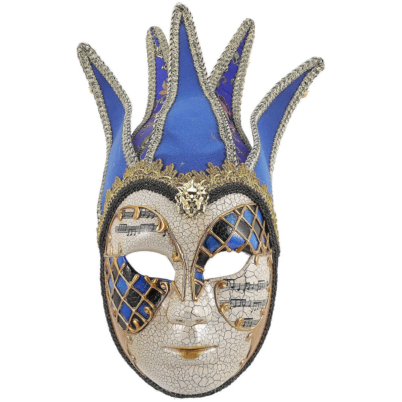 Full Face Retro Venetian Mask Suitable For Cosplay And Masquerade Parties In Blue Color 1Pcs