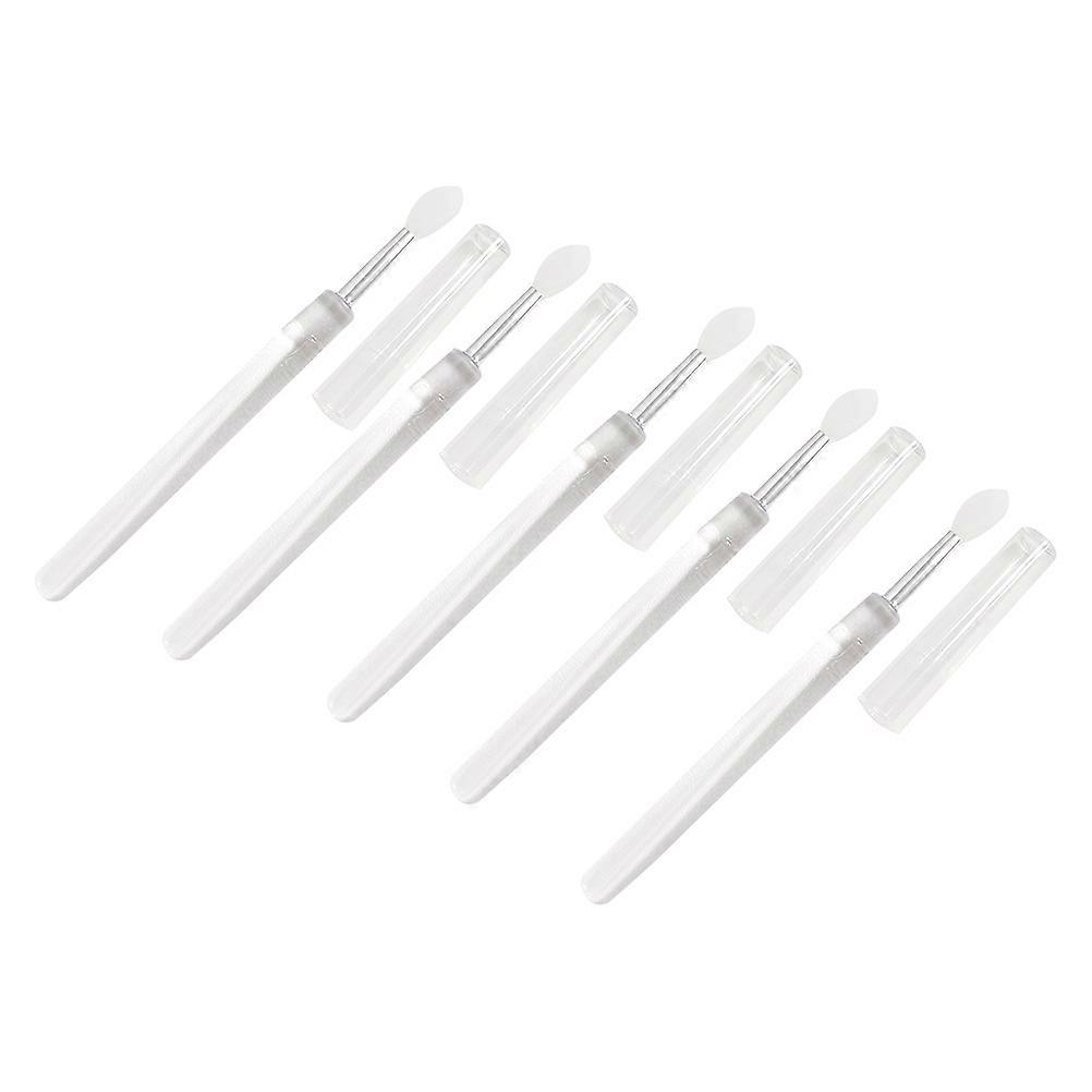 Portable Makeup Brush with Cover for Gift Giving Round Handle Plastic and Silicone Material Lip Gloss Applicator 5Set