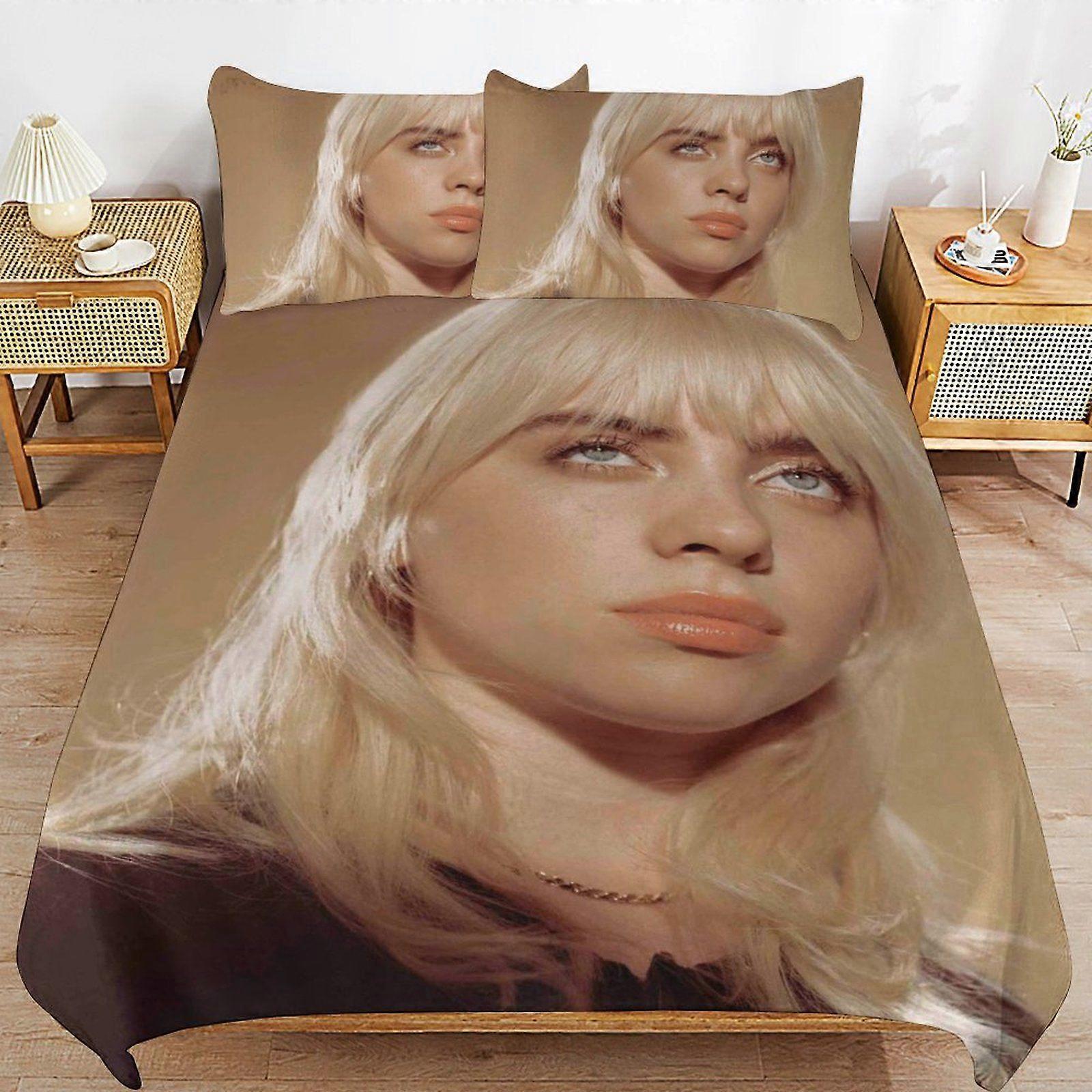x381 Billie Eilish Smooth Fabric Durable Zipper Comfortable Texture Machine Washable Duvet Cover Sets for Bed z381