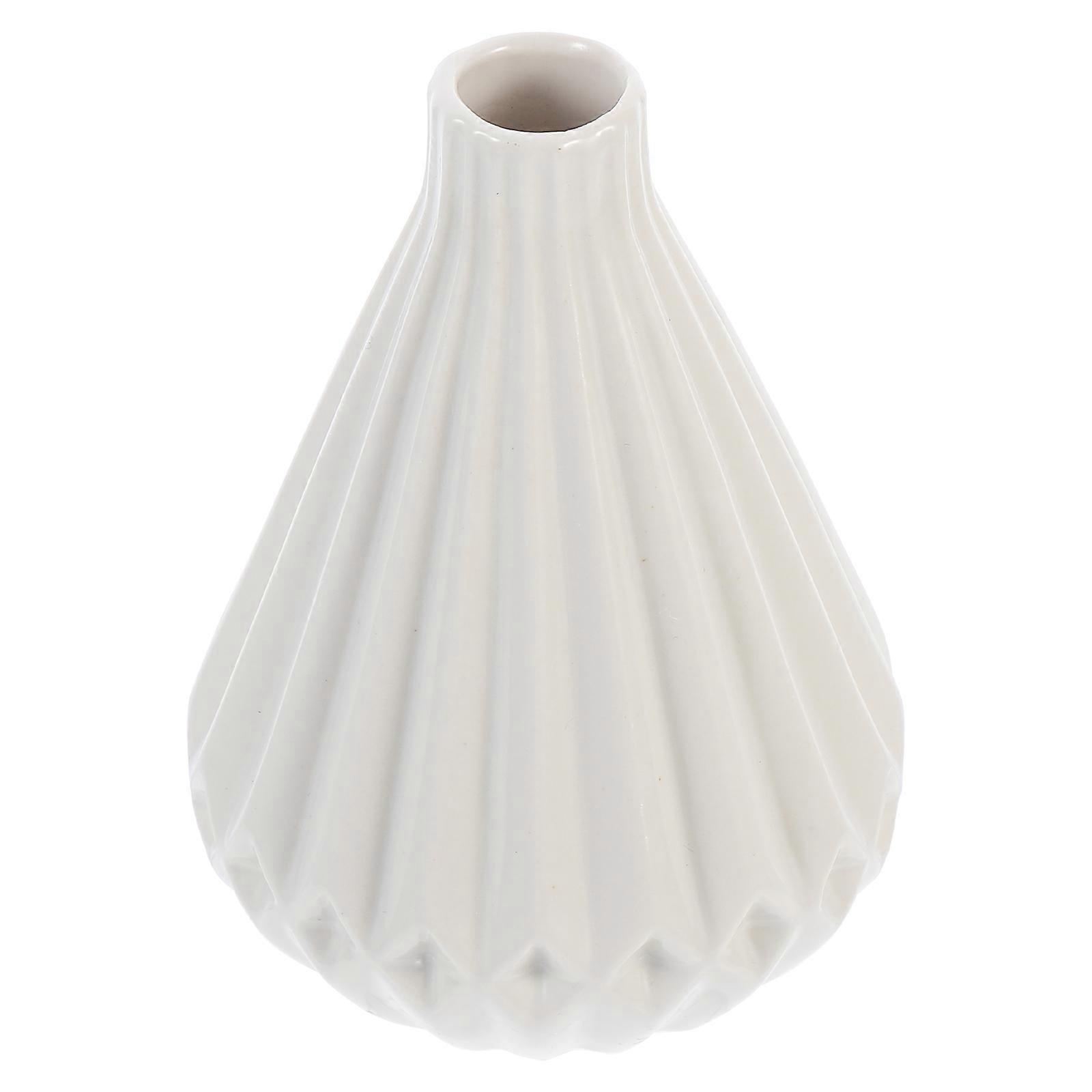 Household Ceramic Vase Tabletop Ornament for Decor 2Pcs White Ceramic Vase