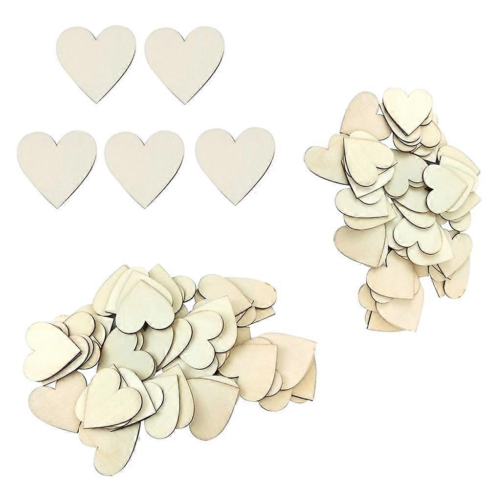 Heart Shape Wooden Slices 200 Pcs Rustic Style Decorations For Wedding DIY Projects 5cm