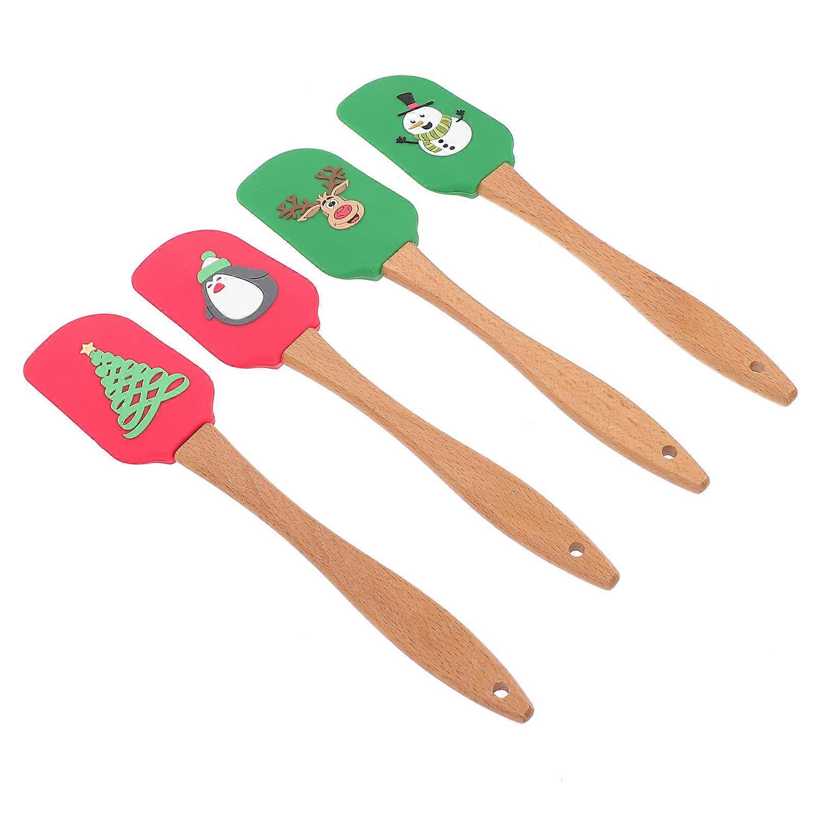Silicone Cream Spatula 4Pcs Assorted Color Hanging Storage Baking Tools for Baking