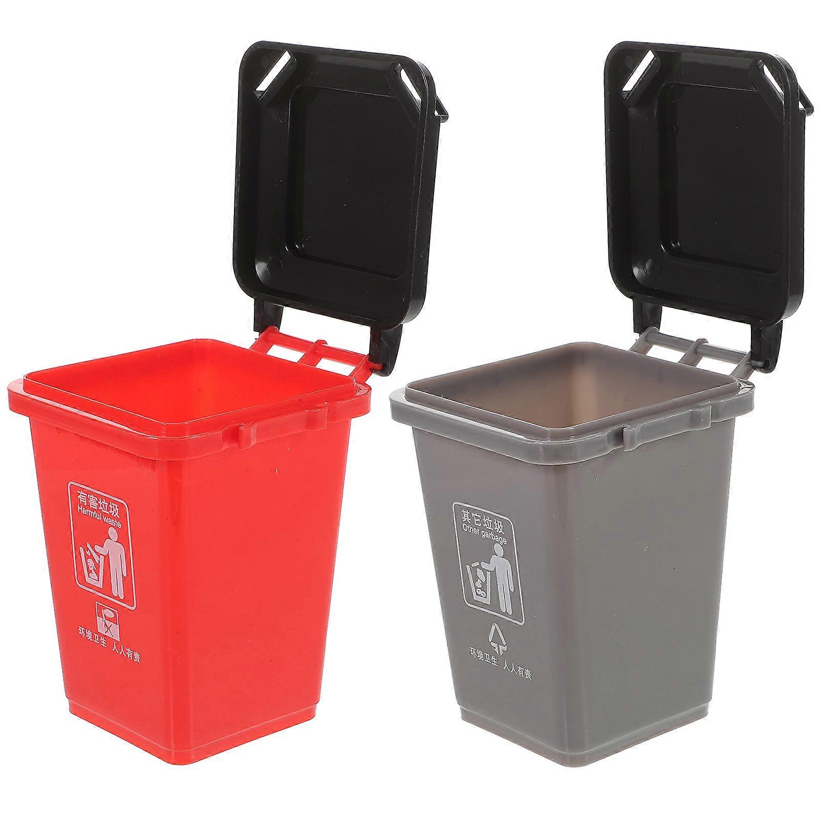 Multi-function Trash Can Shape Pen Holder 16 Pcs Desktop Storage Box For Workspace Organization In Red And Gray Colors
