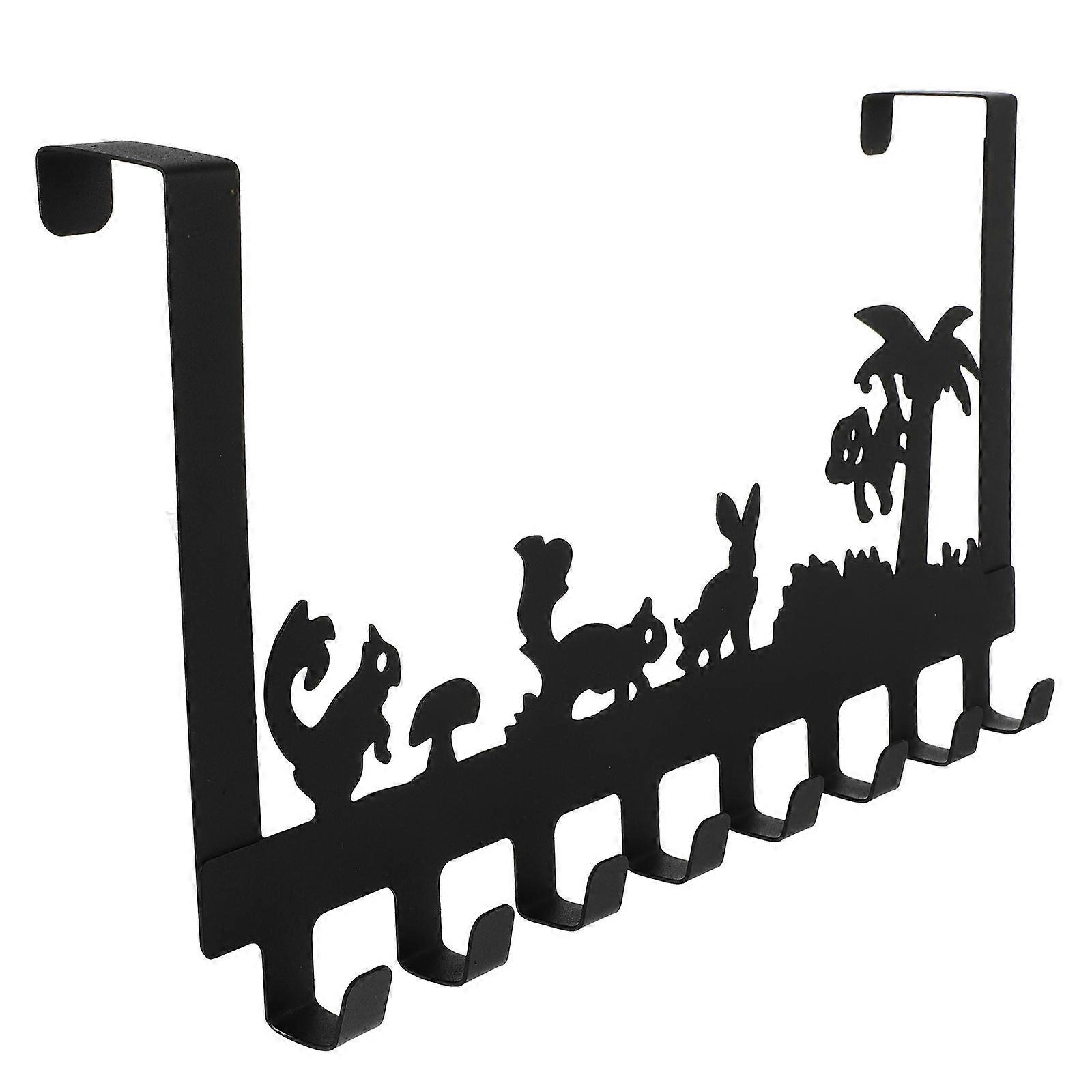 3Pcs Black Over Cabinet Door Hooks Rack With 8 Hooks Ideal For Kitchen Office Hanging Storage Adjustable Position