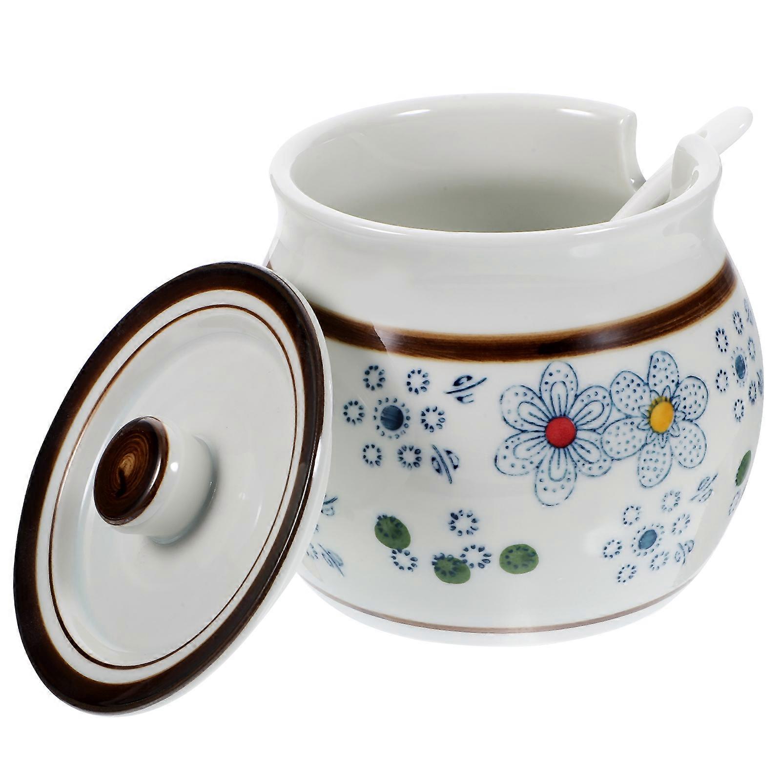 3Pcs White Ceramic Sugar Dispenser for Home Sugar Container Set