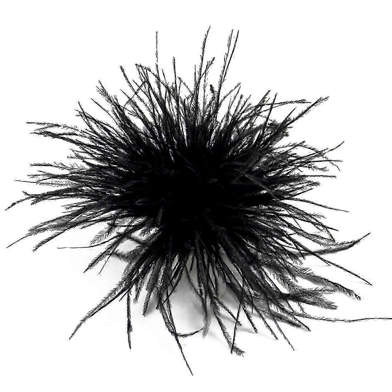 ريشة بروش وشاح كليب مجوهرات اكسسوارات نسائية ملابس زخرفة نعام ريشة مادة صدار دبوس طية صدر السترة دبابيس فضي رمادي