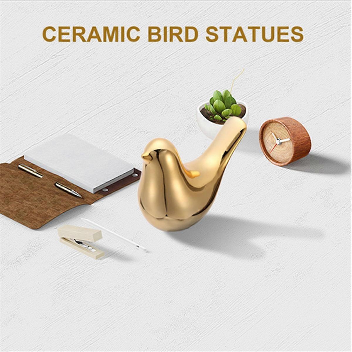 2PCS House Figurines Modern Ceramic Bird Statues