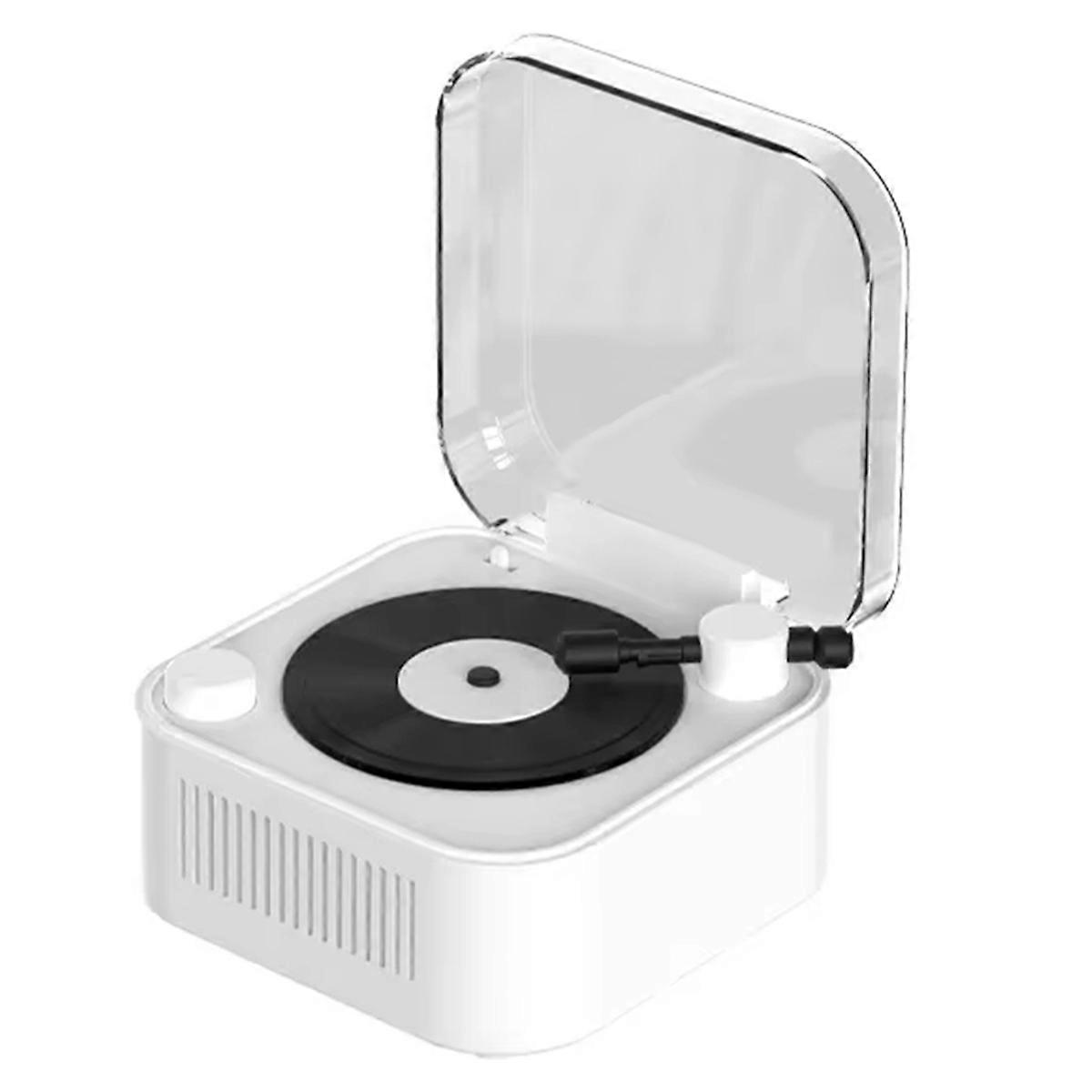 Vintage Turntable Wireless Bluetooth Speaker Long Battery White