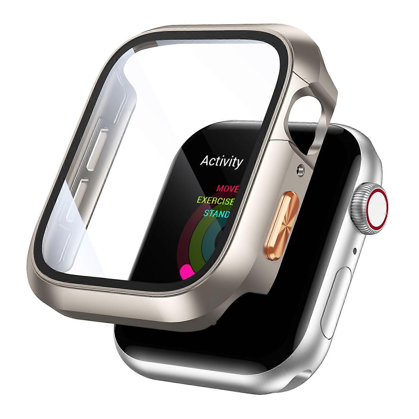 For Apple Watch Series 10 42mm Case Shockproof PC Watch Cover with Orange 3D Textured Button