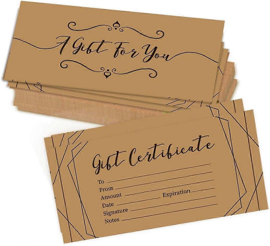 40 Pcs Blank Gift Certificates with Envelopes, 6.63x3.34 Inch, for Business, Salon, Restaurant - Simple Line Design
