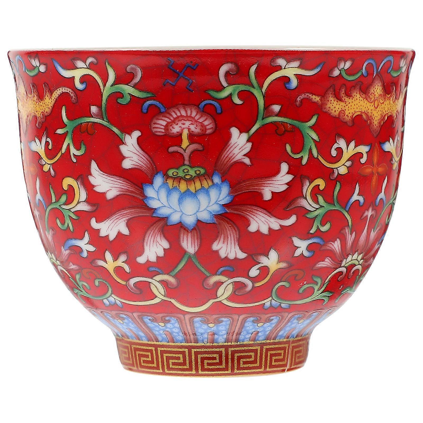 Ceramic Tea Cup 5Pcs Flower Pattern Classic Design Suitable For Tea Lovers Home Use Ceramic Teaware for Tea Tasting