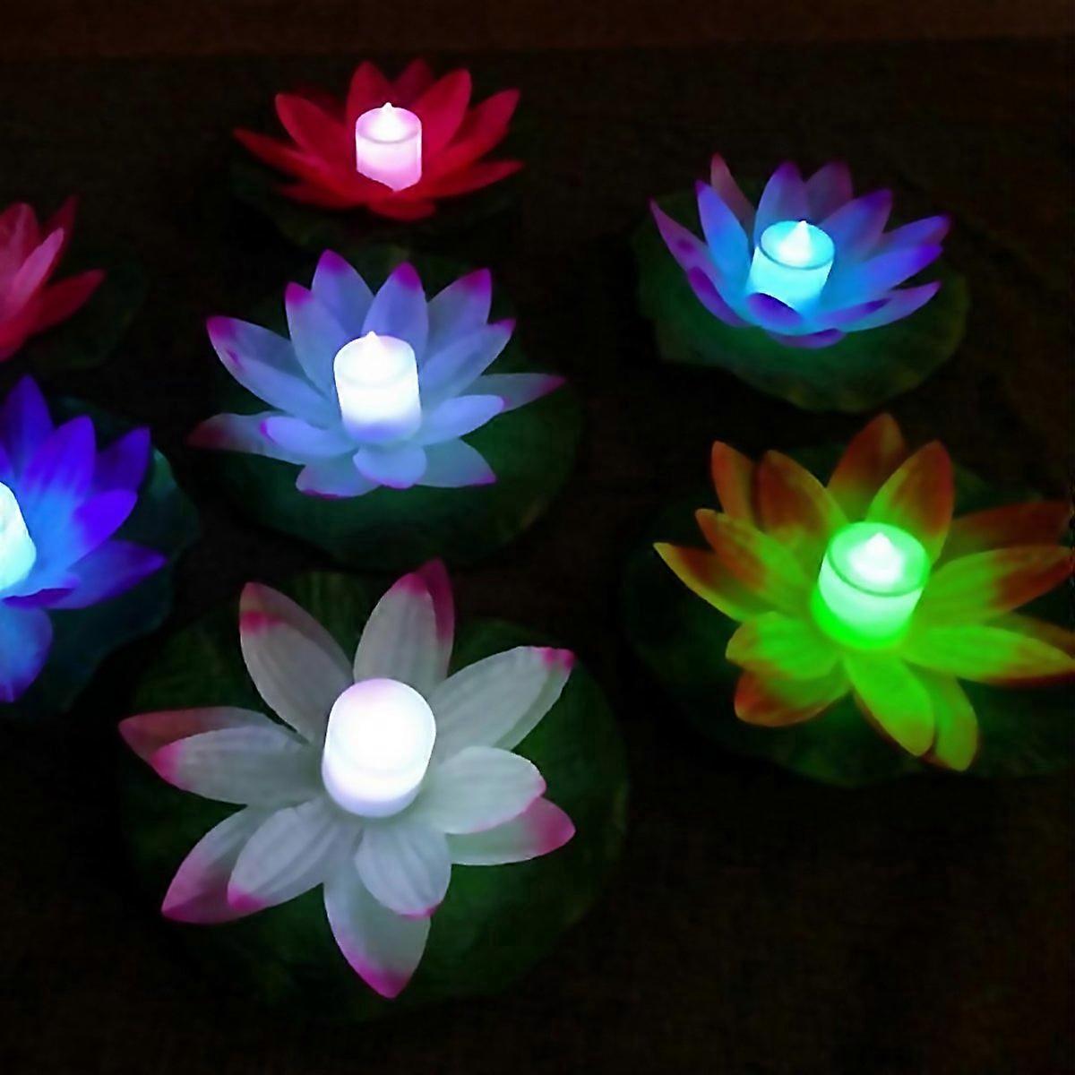 For 3 Color Led Flood Light Artificial Lotus Floating Flower Shape Lamps For Outdoor Swimming Pool W