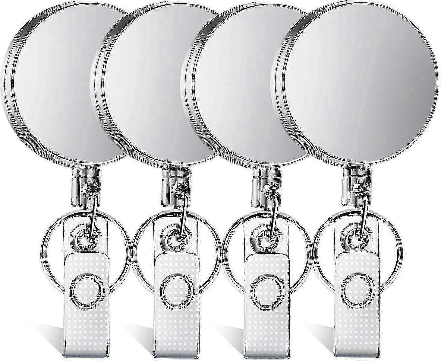 キーホルダー 伸縮式スチールワイヤー、4個パック メタルIDカードヨーヨー、引き込み式バッジホルダー キーロール、カードホルダー用厚手スチールワイヤー付きキーヨーヨー伸縮式