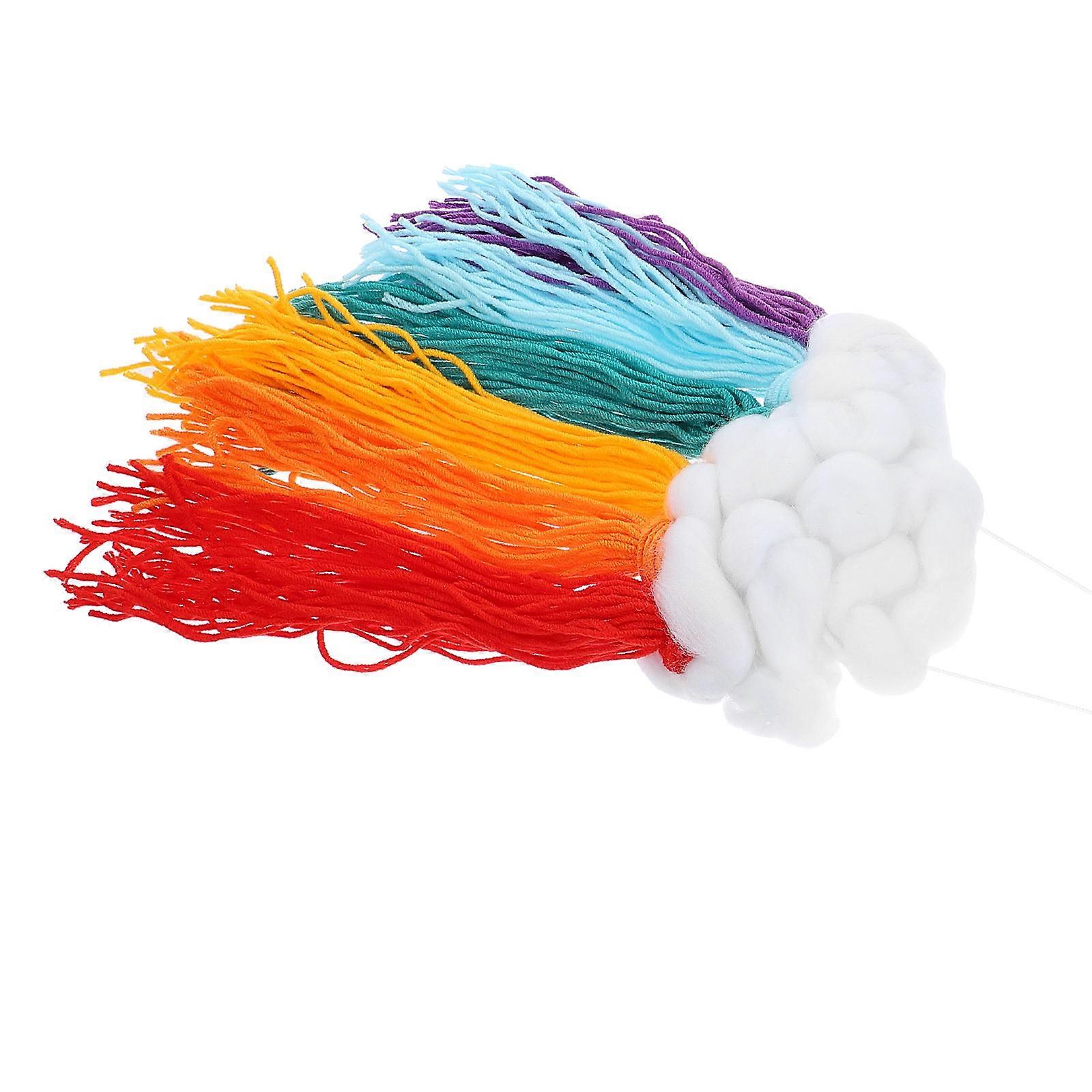 Decorative Rainbow Cloud Pendant for Decor Woolen Yarn Handmade Pendant