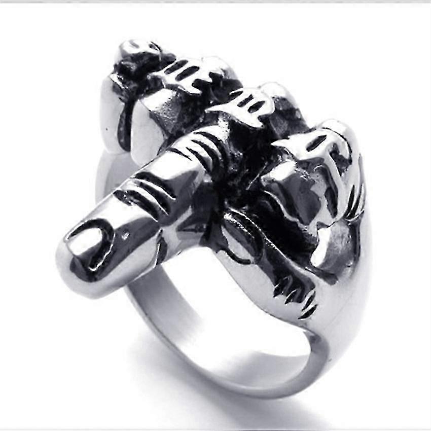 Rock Style Ring Trend Vertical Middle Finger Pattern Jewelry Ring For Men