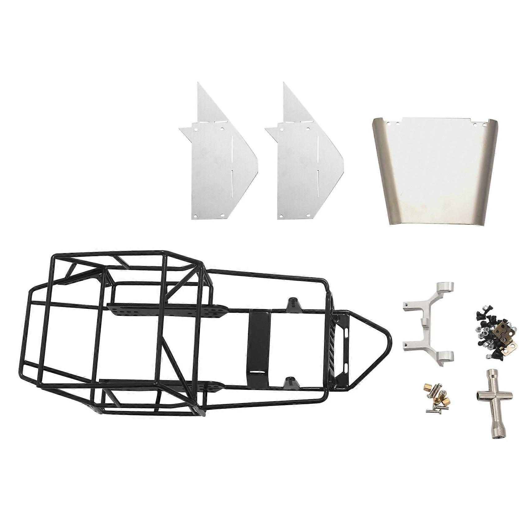 フルチューブフレームメタルシャーシメタルボディロールケージRCカー、ブラック