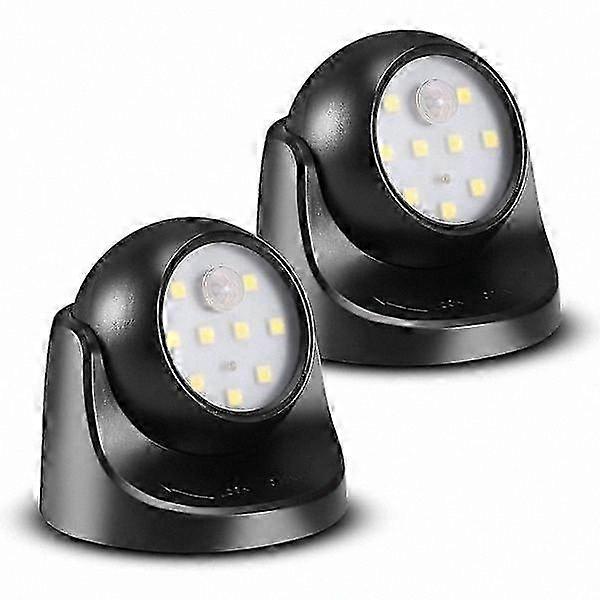 6000K Waterproof Wireless LED Wall Lamp with Motion Sensor - Auto On/Off, Cool White, 2-Pack