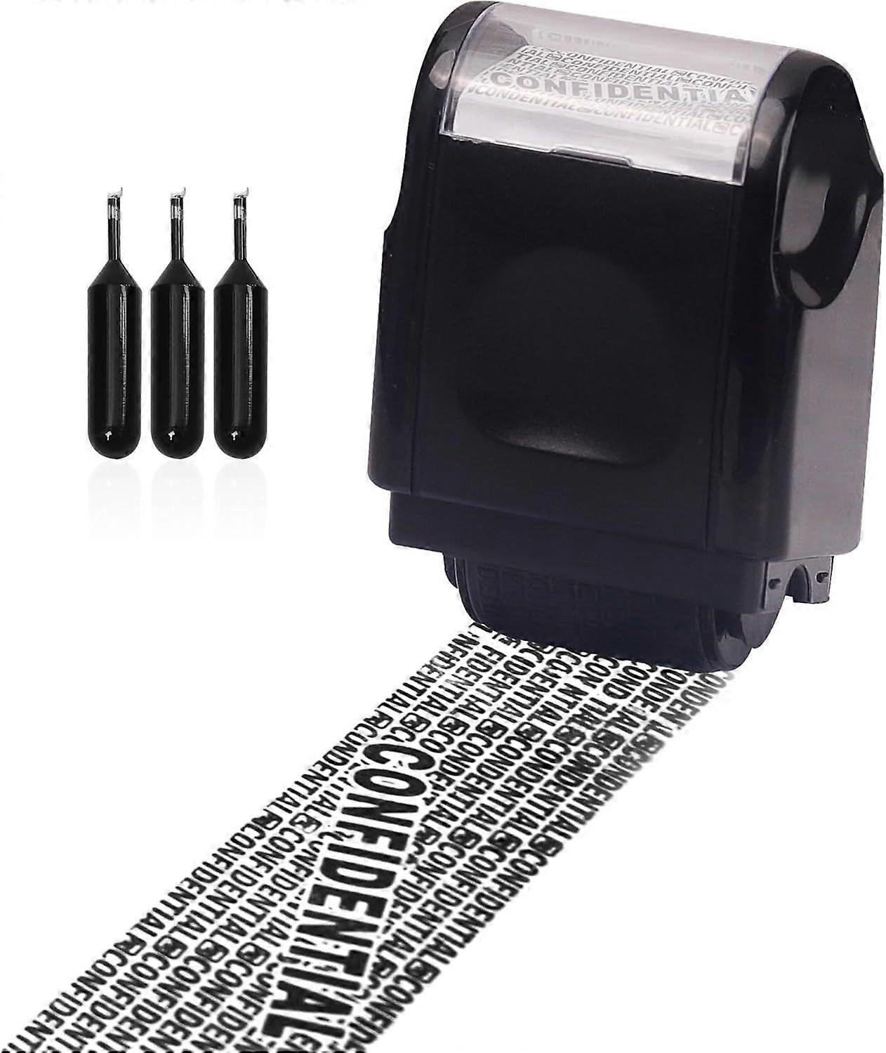 Privacy ID Address Blocker Stamp Black Roller Stamp Rubber 07 Inch Width 100 Meters Length Identity Theft Protection Personal Data Security 3 Refill I