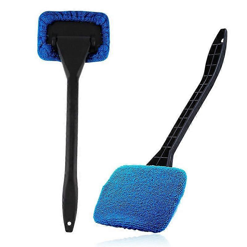 Car Windscreen Cleaner Brush DualSided Scraper And Microfiber Cloth 30cm Extended Handle Green Blue Window Cleaning