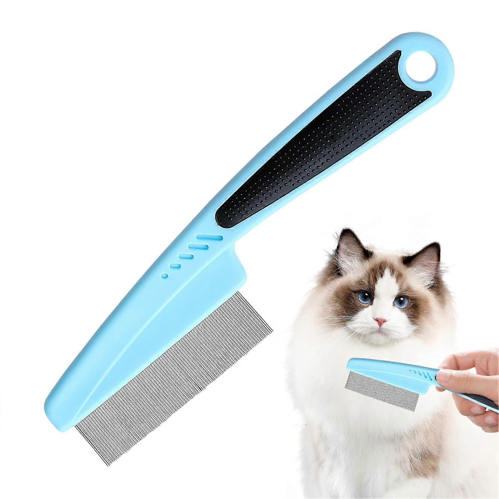 Dog Comb FineTooth Grooming Tool 7.09x1.73x0.2 In NonSlip Handle Pro Kit For LongHaired Breeds Portable
