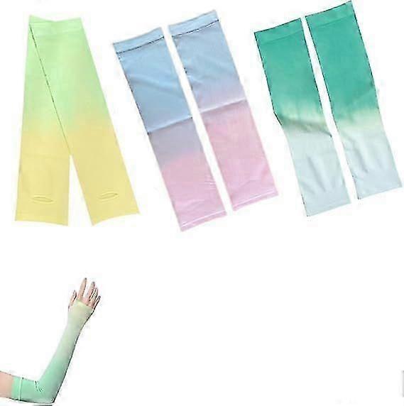UPF50+ Cooling Arm Sleeves for Outdoor Running, Non-Slip Gradient Color