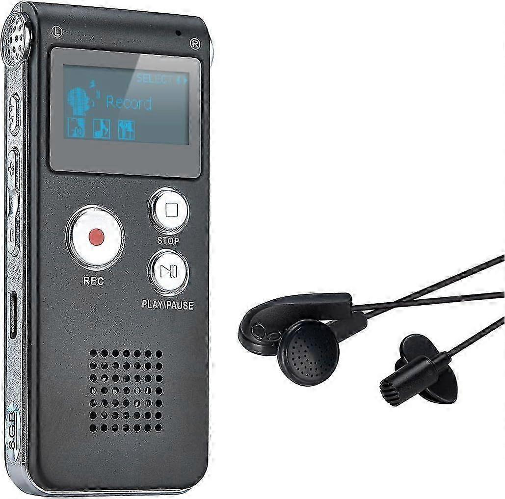 25-26 Portable Digital Voice Recorder Sound Audio Recorder Dictaphone LCD Recorder -8GB (Black)