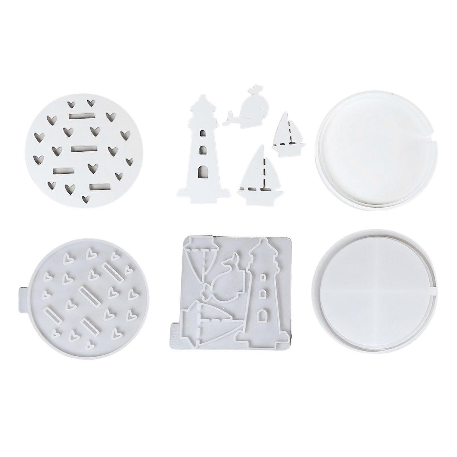 3PCS Nautically Decorating Silicone Moulds Lighthouse Anchors Rudder Shape Suitable for Candle Making and Art Projects Multicolor