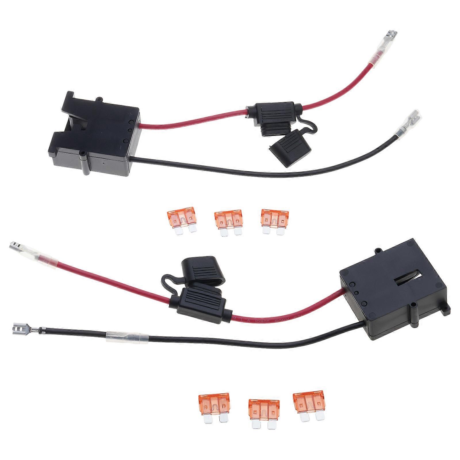 2Pcs Wire Harness Socket Connector Set 12V Power Adapters Wiring Harness With Fuse for Electric Toys and Monitors Multicolor