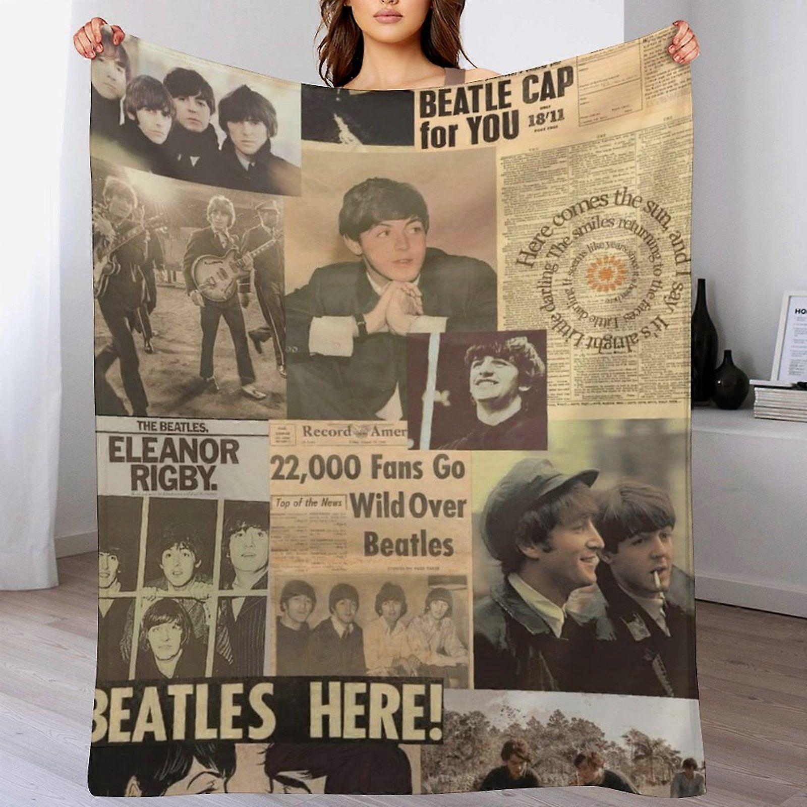 Manta de veludo macia e aconchegante dos Beatles para sofá, ideal para o inverno, com secagem rápida e resistente a bolinhas.