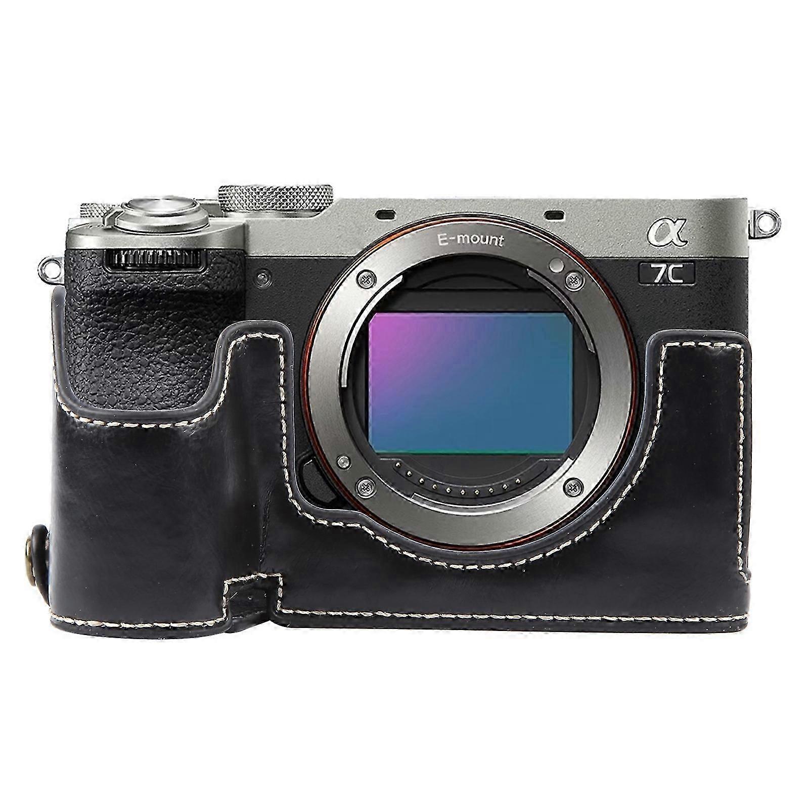 光沢のあるPUレザーカメラハーフケースベースソニーILCE-7CM2 / Alpha 7C II用
