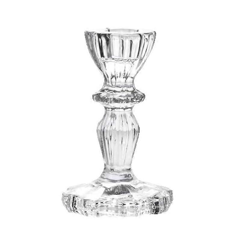 Glass Pillar Candle Holders Decorative Candlestick Holders Height 6.2 In For Candle Diameter 0.8 In
