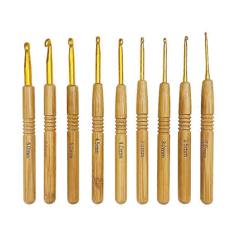 Crochet Hook Set, 9pcs 2.0-6.0mm Ergonomic Handle for Beginners Knitting