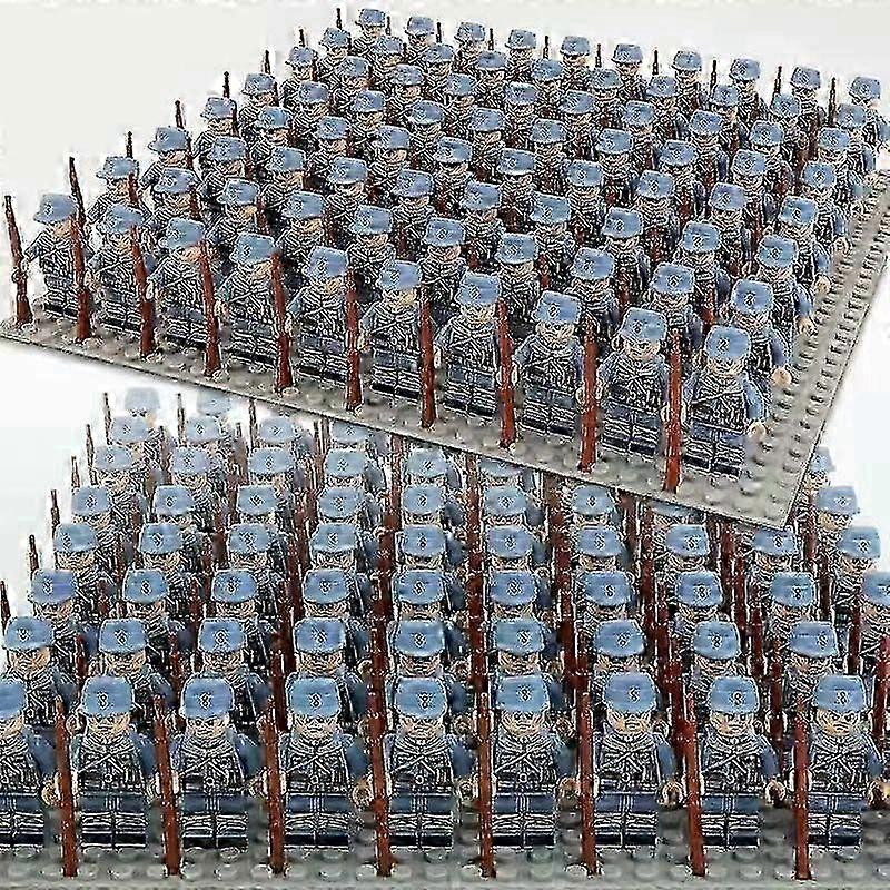 80PCS WWII Soldier Figures Assembled Military Action Figure Building Blocks Toys+Bottom Plate