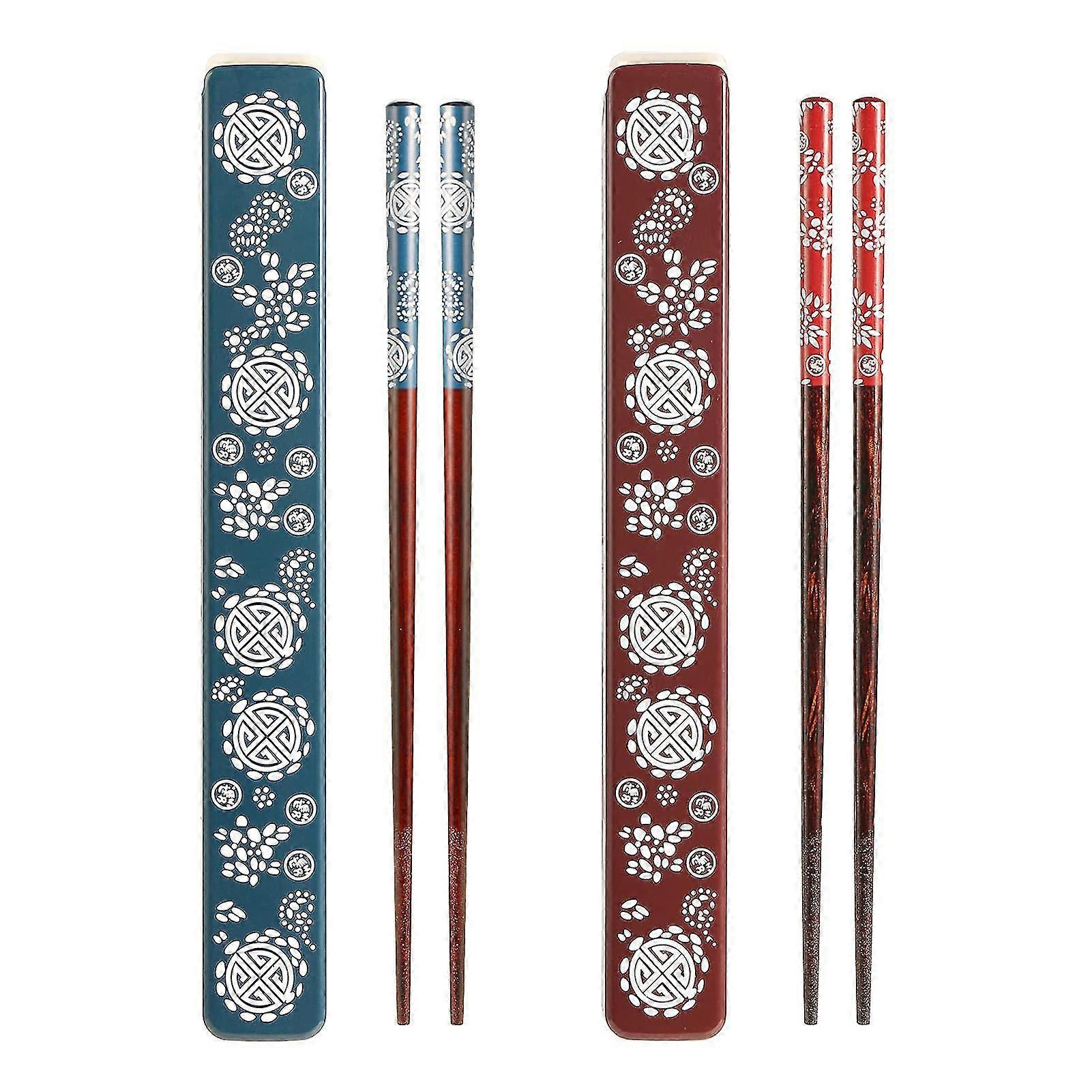 2 Pairs Chopsticks Portable Chopsticks Set With Case Reusable Natural Wooden Chopsticks Japanese Style Eco-friendly