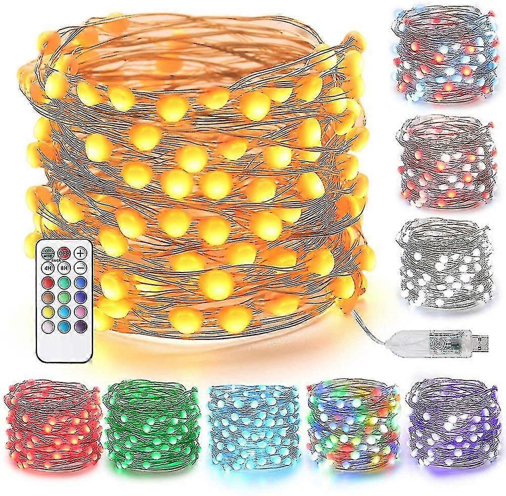 Color Changing String Lights 33ft 50 Led Bigger Color Changing Usb String Lights With Remote Control, Orange Halloween Twinkle Fairy Led String Lights