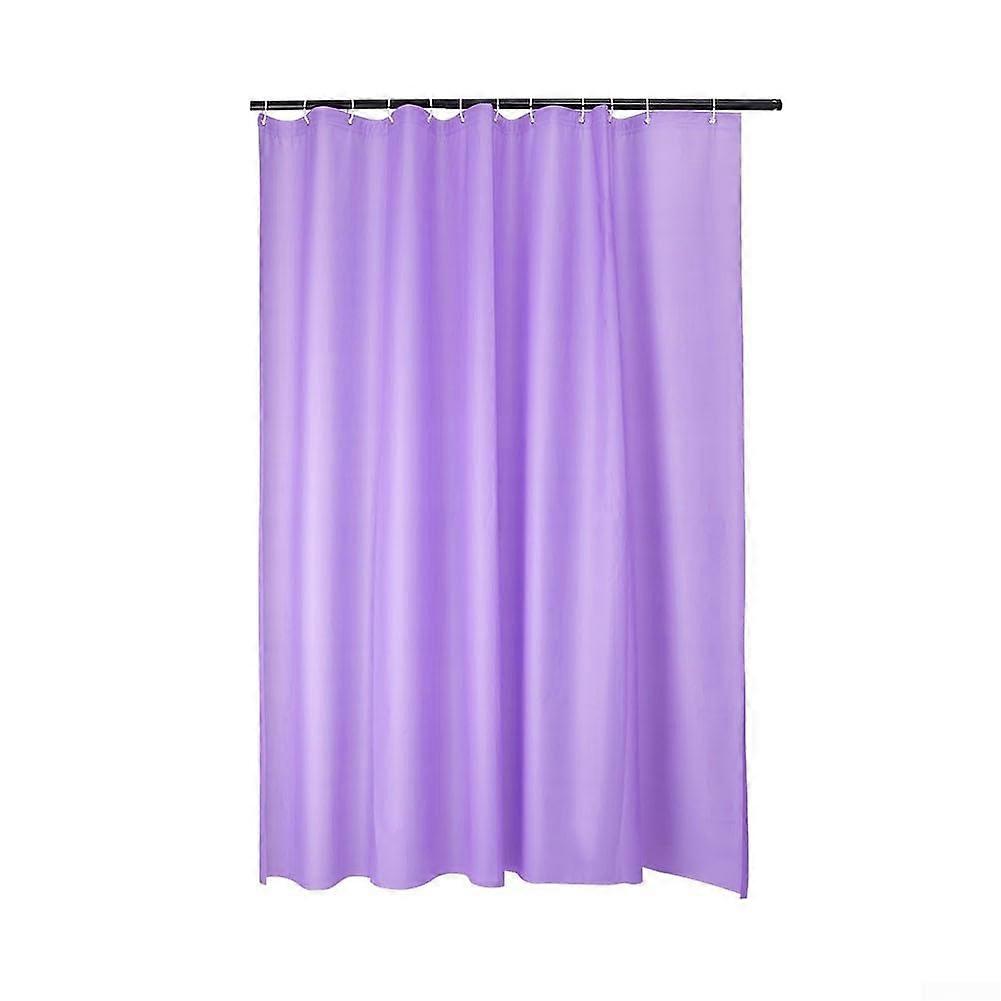 Solid Color Waterproof Shower Curtain with Hooks PEVA 180x180cm for Bathroom (Gray)
