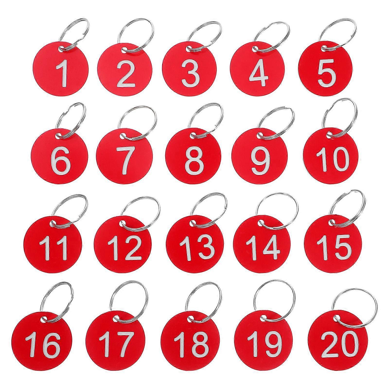 1 Set Numbered Key Tags: Round Number Tag 1-20 for Organizing Keys Cards Bags and Lockers - Number Display Label for Easy Identification with Iron Key
