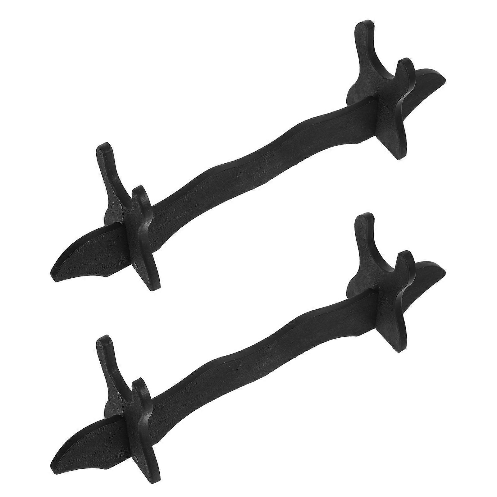 Black Plastic Toy Sword Holder for Display Stand Desktop 2Pcs Set