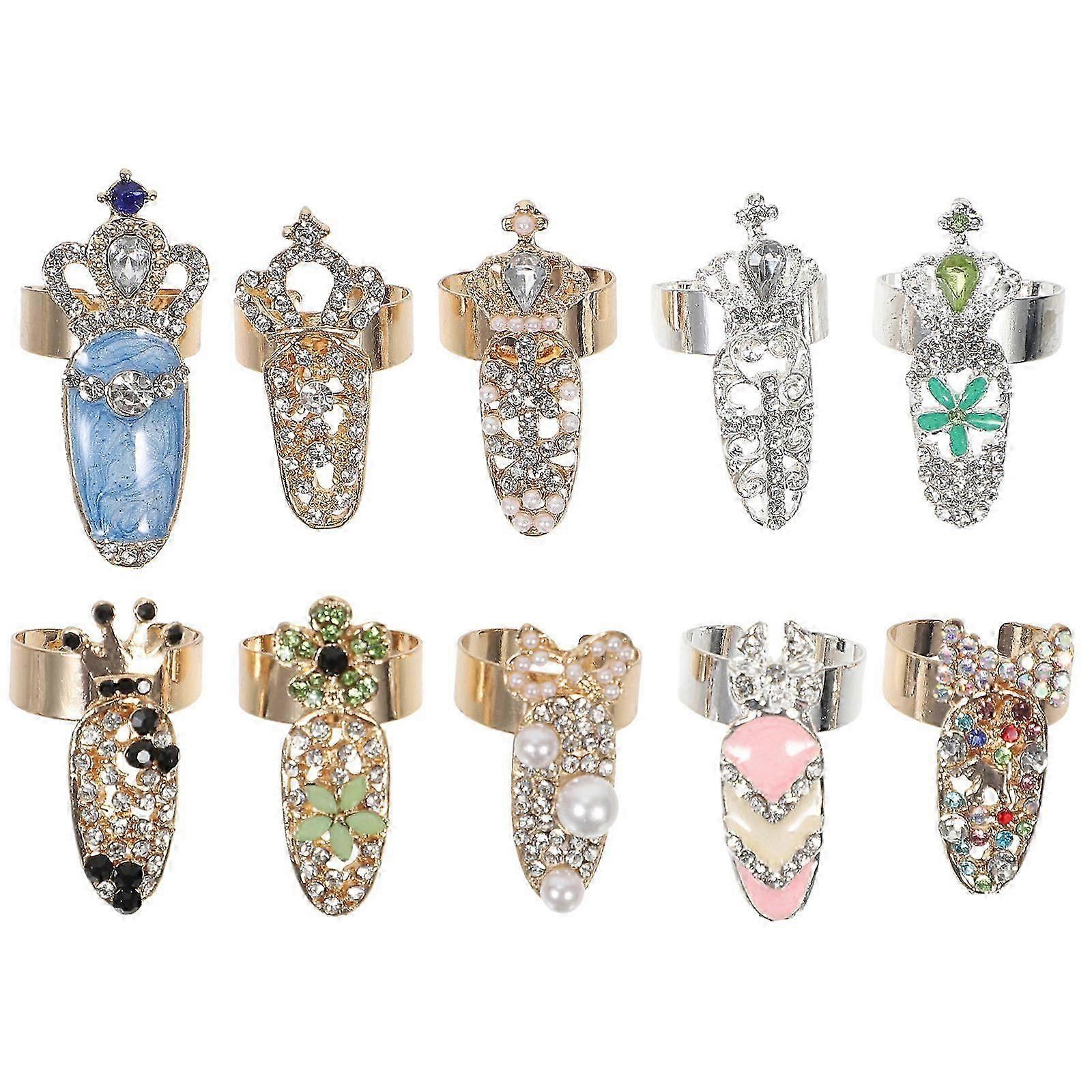 Wedding finger rings 10pcs elegant nail jewellery for women