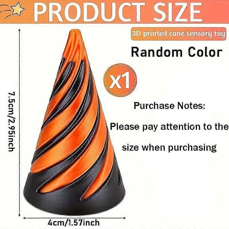 Random Color 3D Printed Spiral Fidget Toy, 1 Count/2 Counts Impossible Cone, Mini Cones Pass Through Pyramid Fidget Toy for Stress and Anxie