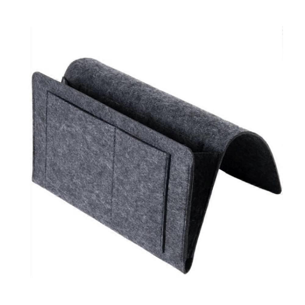 Felt Bedside Storage Caddy with Pockets for Bed Rails Sofa and Bunk Beds Dark Grey