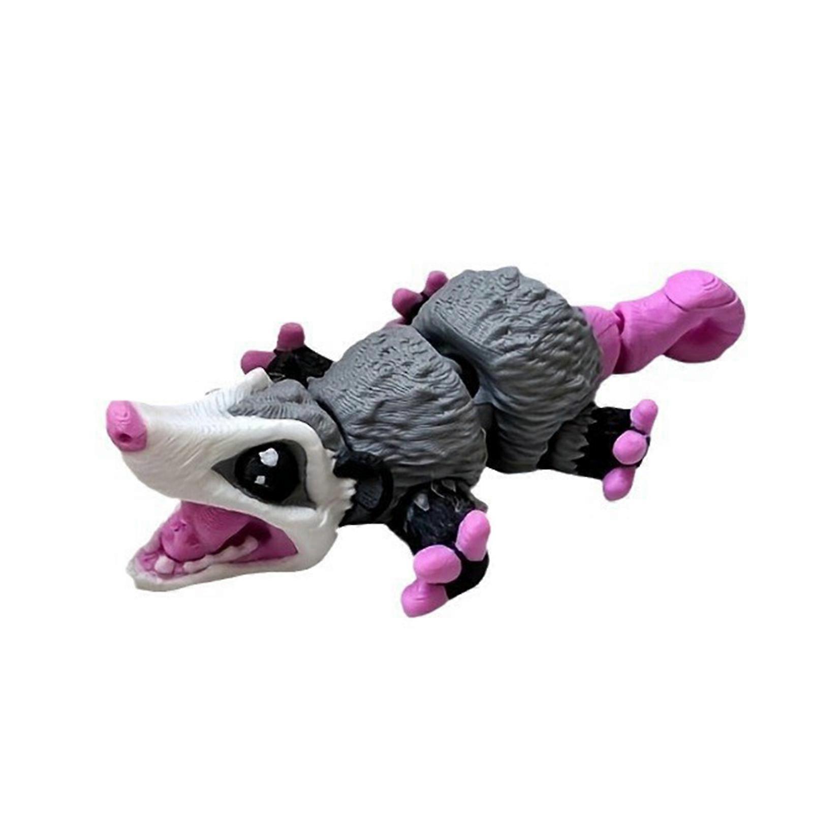 3D Printed Stress Relief Opossum Fidgets Toy Versatile Flexible Design for Playful Interaction at Home or On the Go Multicolor