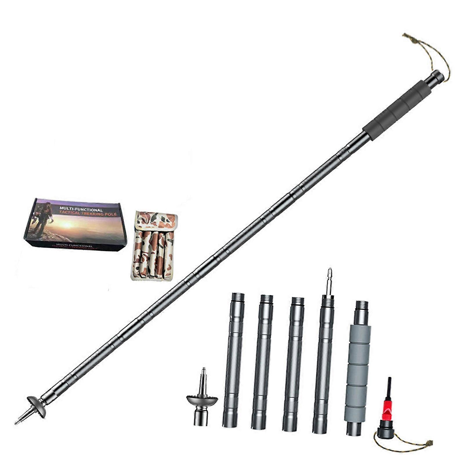 Compacts Multifunctional Hiking Poles Aluminum Alloys Regulable Height Tactically Tool Attachments Compatibility Multicolor