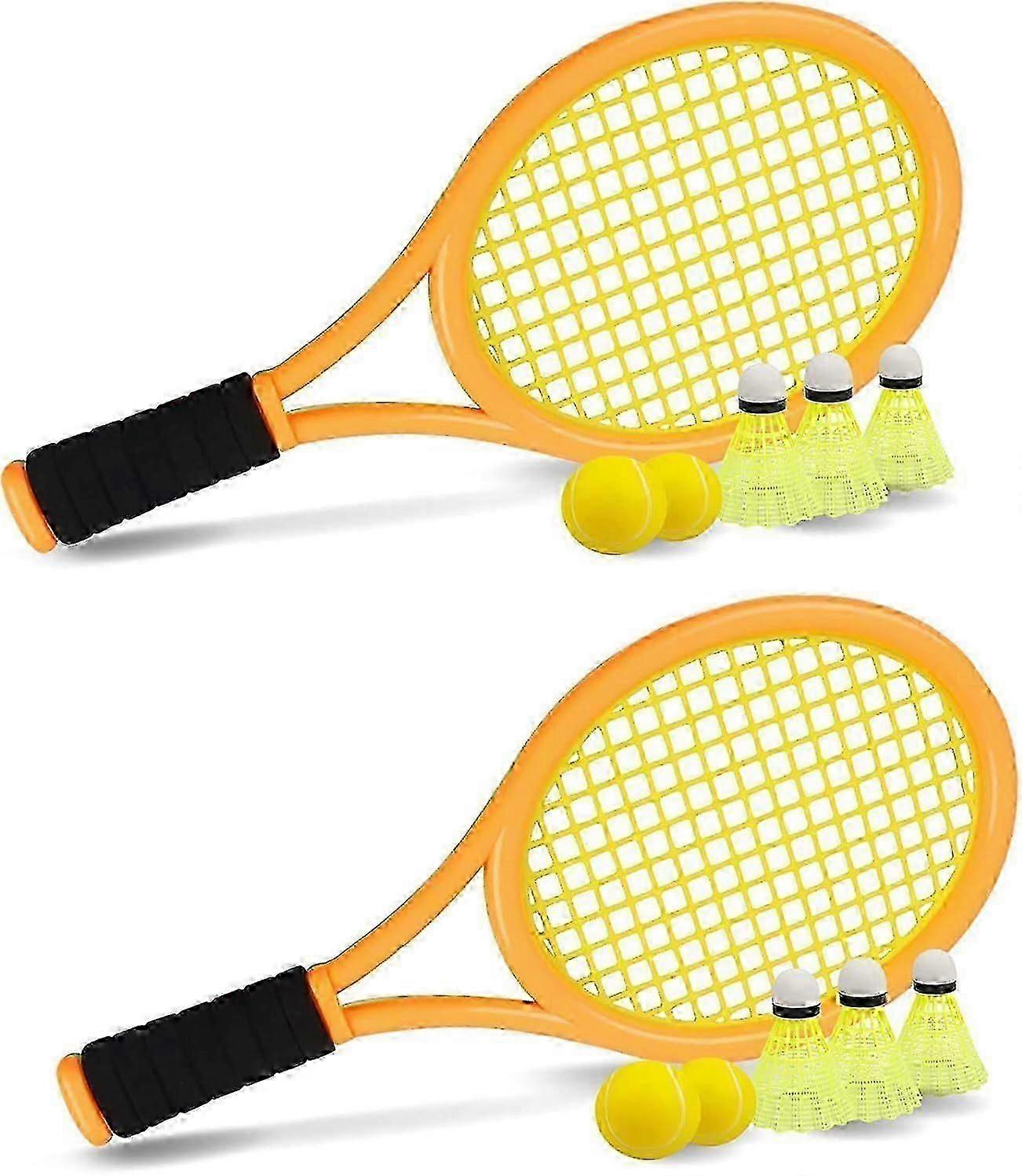 キッズテニスラケット（キャリーバッグ付き）、ソフトトレーニングボール4個、バドミントンラケット6個、アウトドア、屋内スポーツ用キッズテニスラケットギフトセット